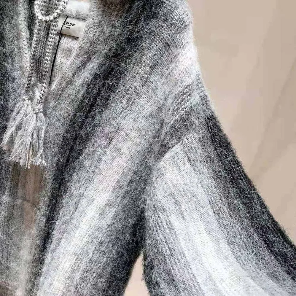 Celine Oversized Baja Pullover in Striped Alpaca Wool for Women Celine Oversized Baja Pullover in Striped Alpaca Wool for Women