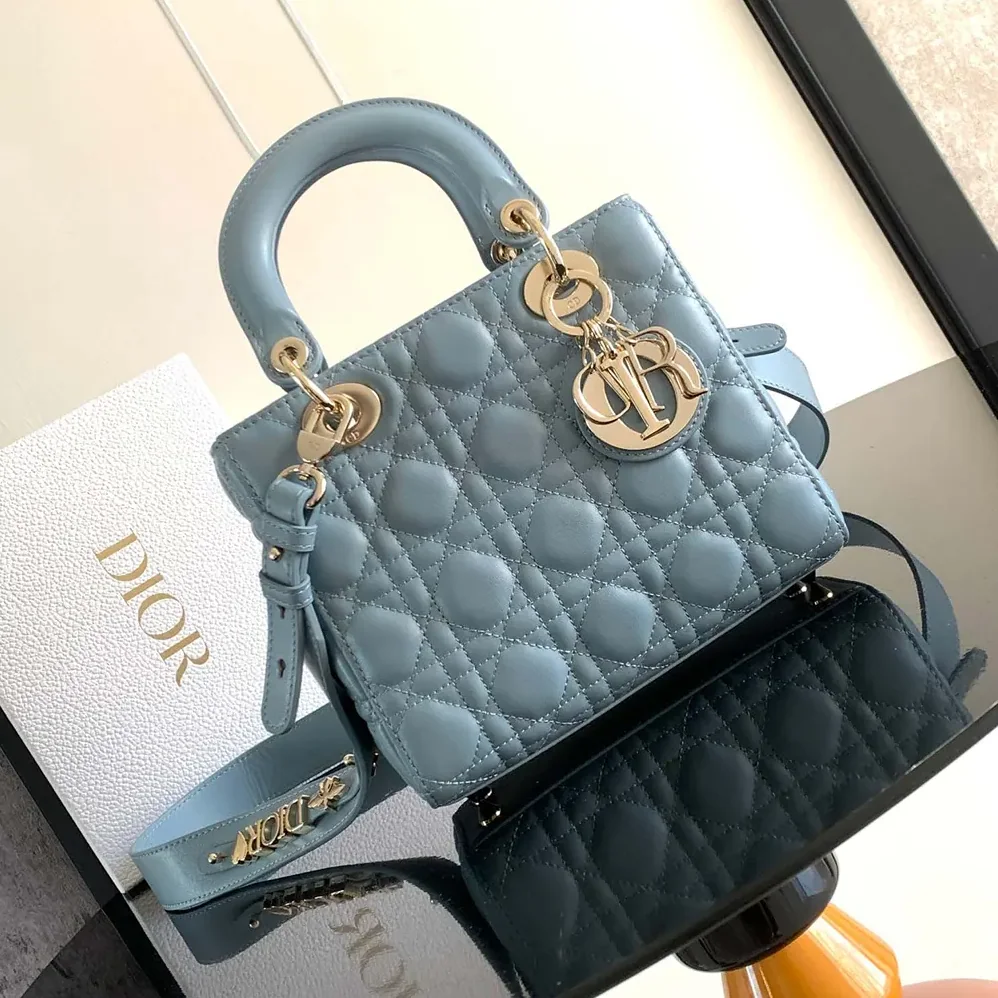 Dior Small Lady Dior My ABCDior Bag Pale Blue Cannage Lambskin for Women