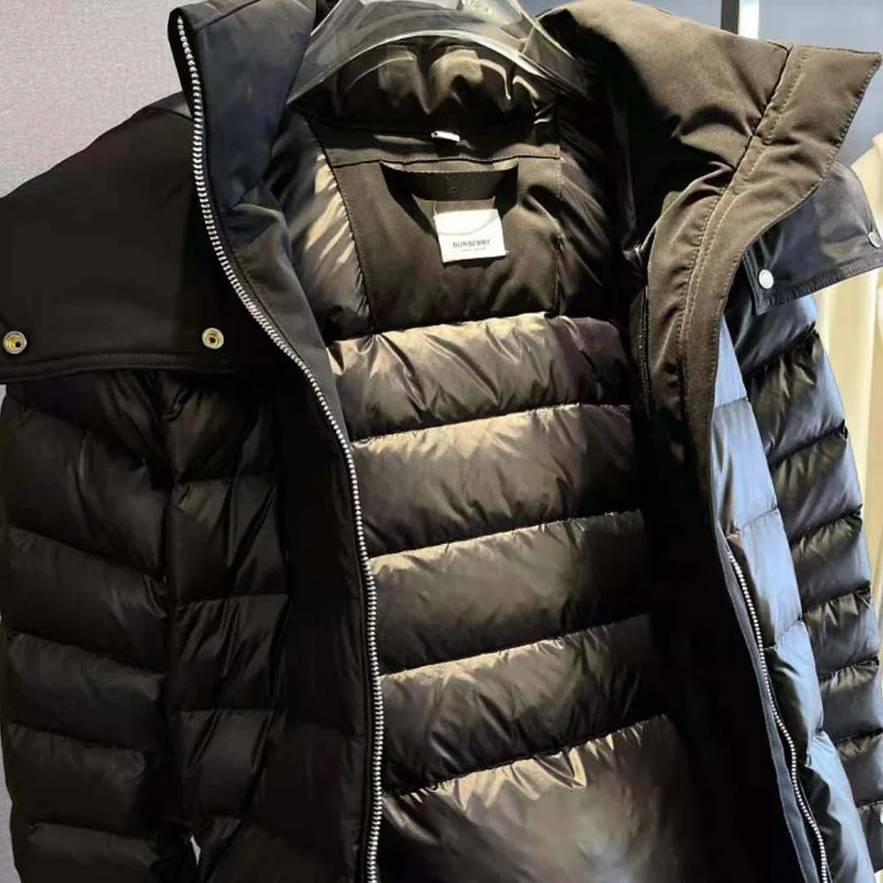 Burberry Contrast Hood Nylon Belted Puffer Jacket for Women