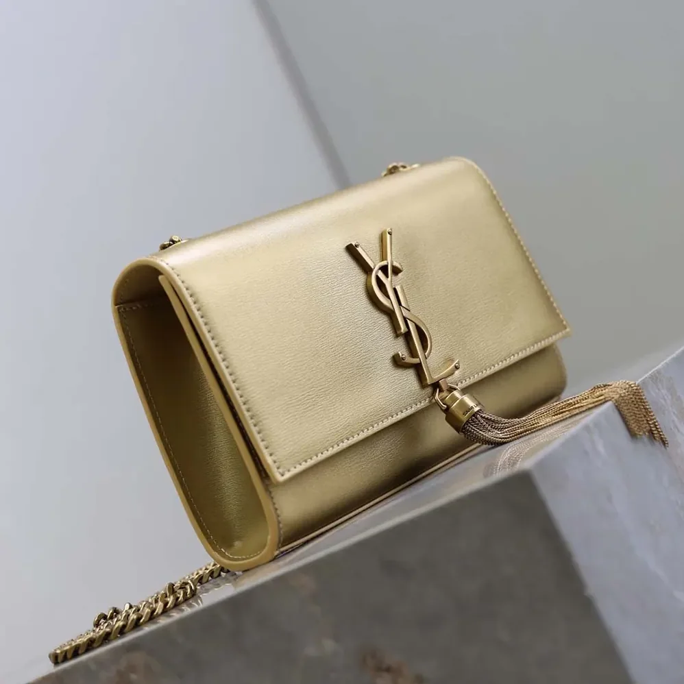Saint Laurent YSL Kate Small Tassel In Metallic Leather for Women in Gold Saint Laurent YSL Kate Small Tassel In Metallic Leather for Women in Gold