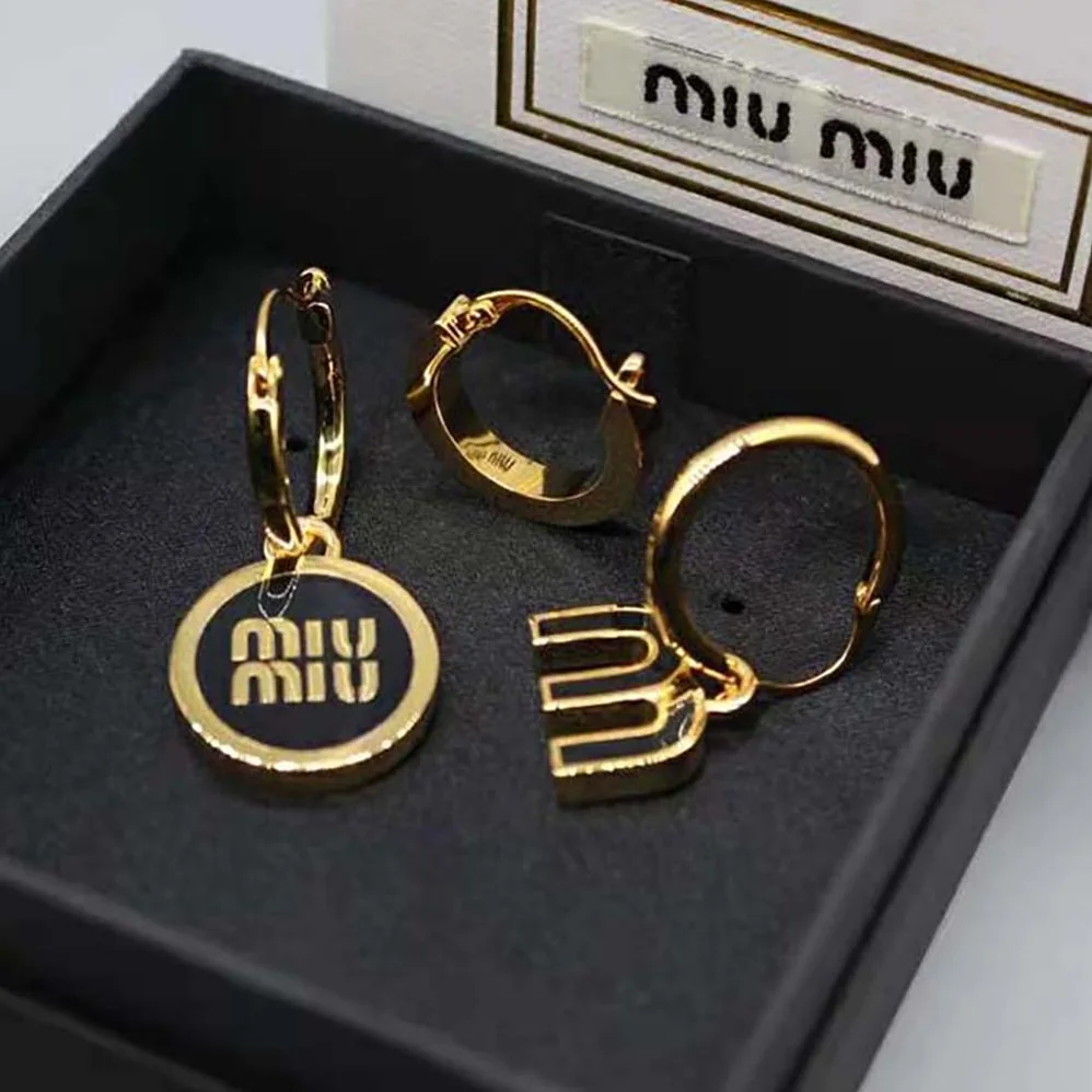 Miu Miu Set of Enameled Metal Earrings for Women Miu Miu Set of Enameled Metal Earrings for Women