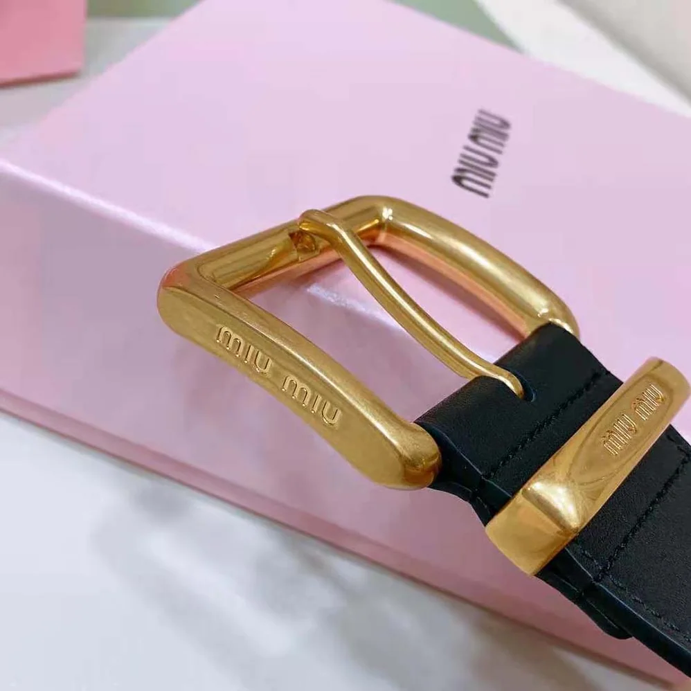 Miu Miu Leather Belt-Black 5CC589_2E6Y_F0002 for Women Miu Miu Leather Belt-Black 5CC589_2E6Y_F0002 for Women