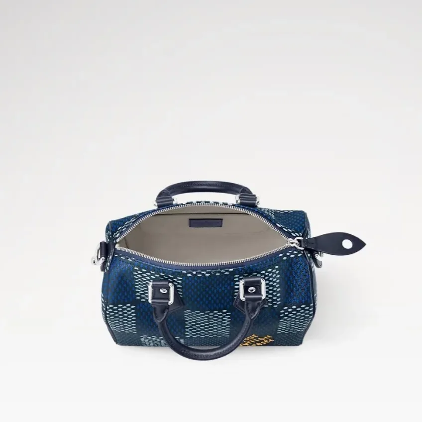 Louis Vuitton Speedy 25 Bandouliere Top Handle Bag in Blue Silver Hardware