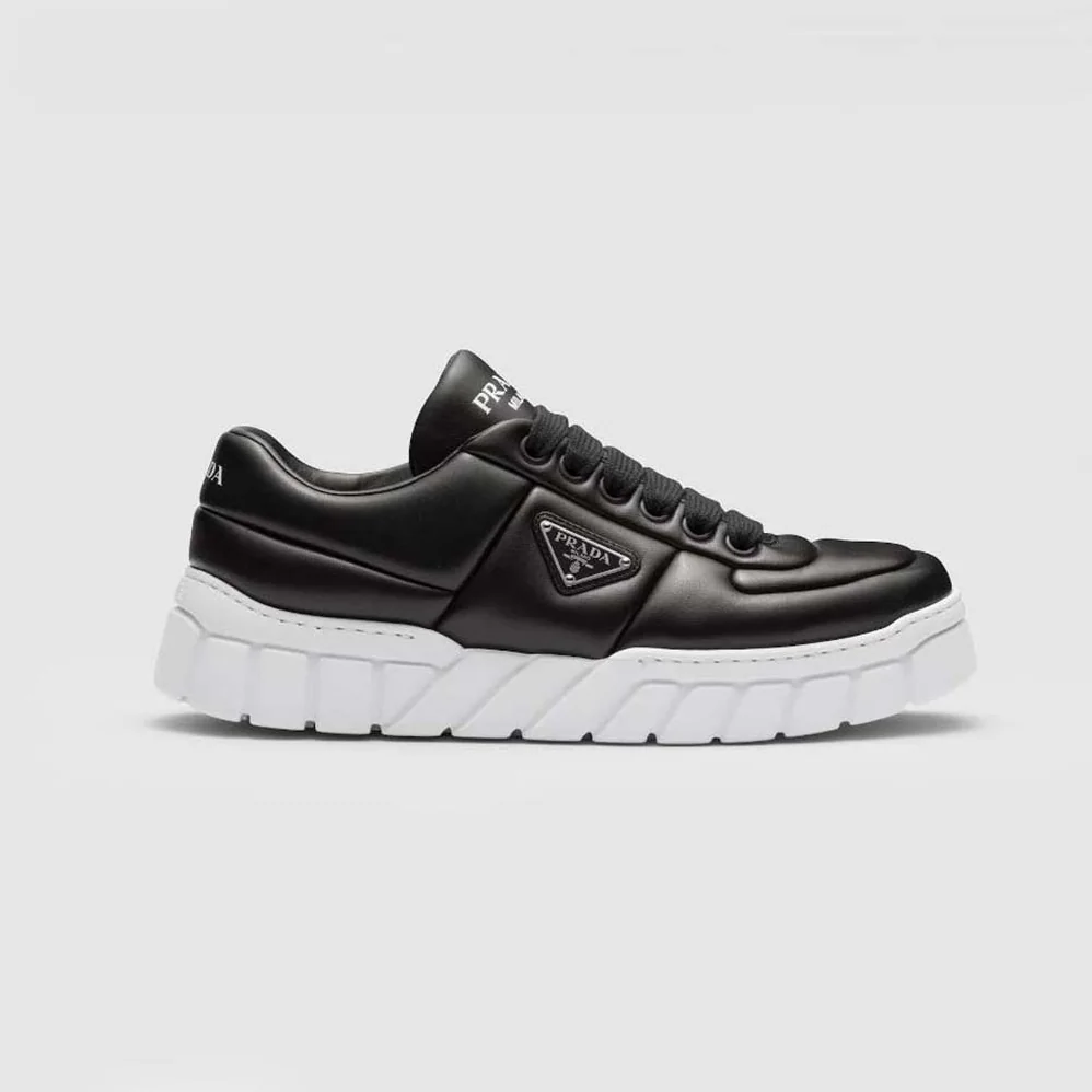 Prada Padded Nappa Leather Sneakers for Women in Black Prada Padded Nappa Leather Sneakers for Women in Black