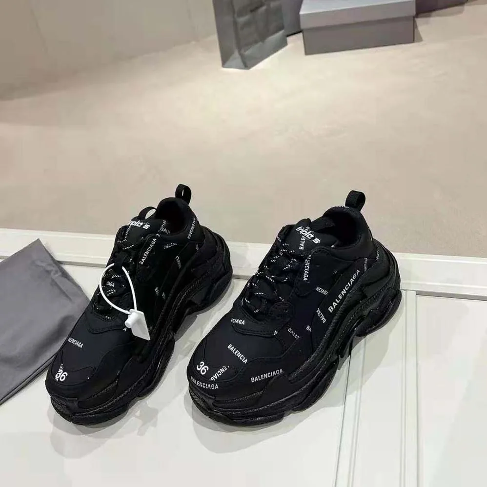 Balenciaga Triple S Sneaker Allover Logo in Dark Green and BlackTechnical Material for Unisex