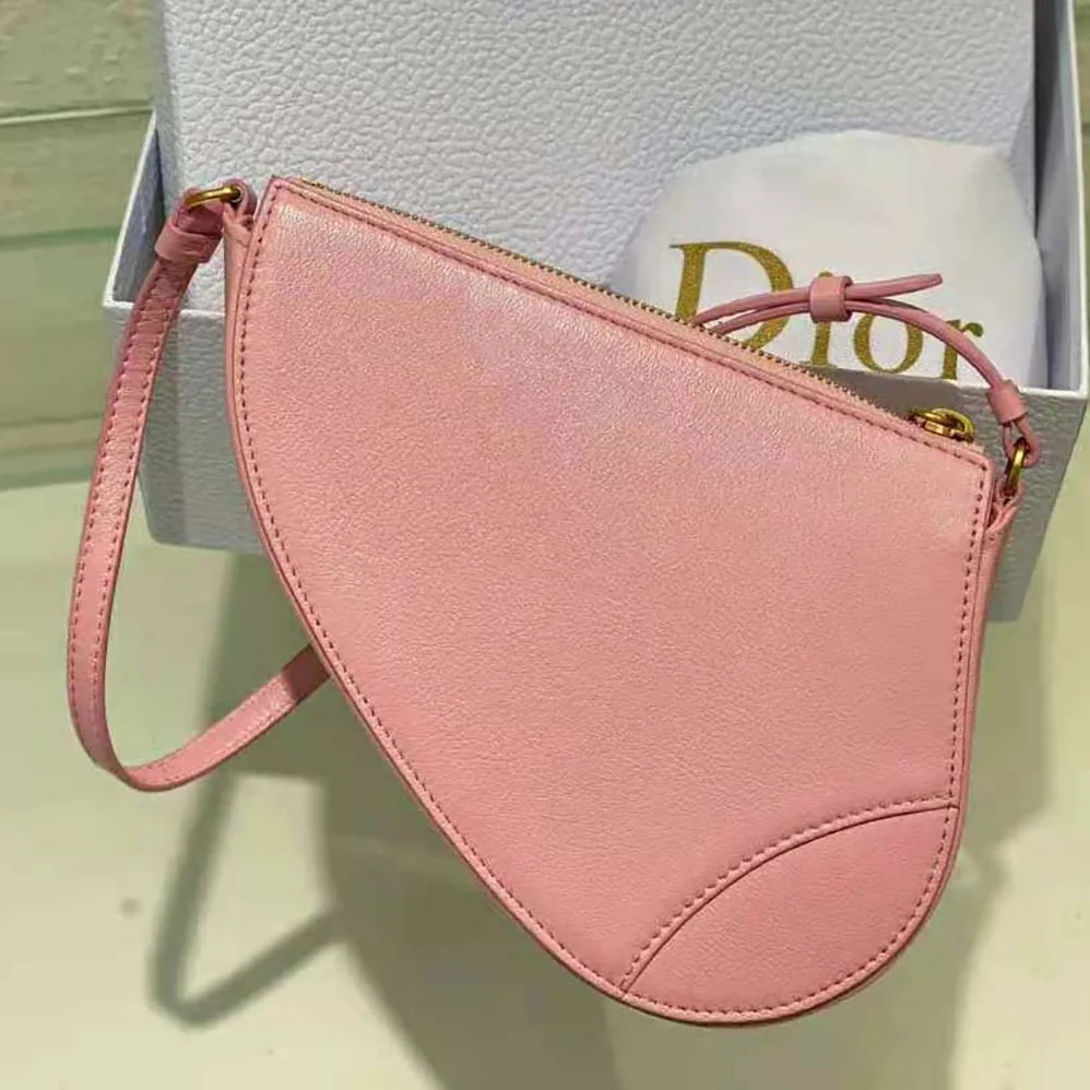 Dior Saddle Shoulder Pouch Melocoton Pink Goatskin for Women