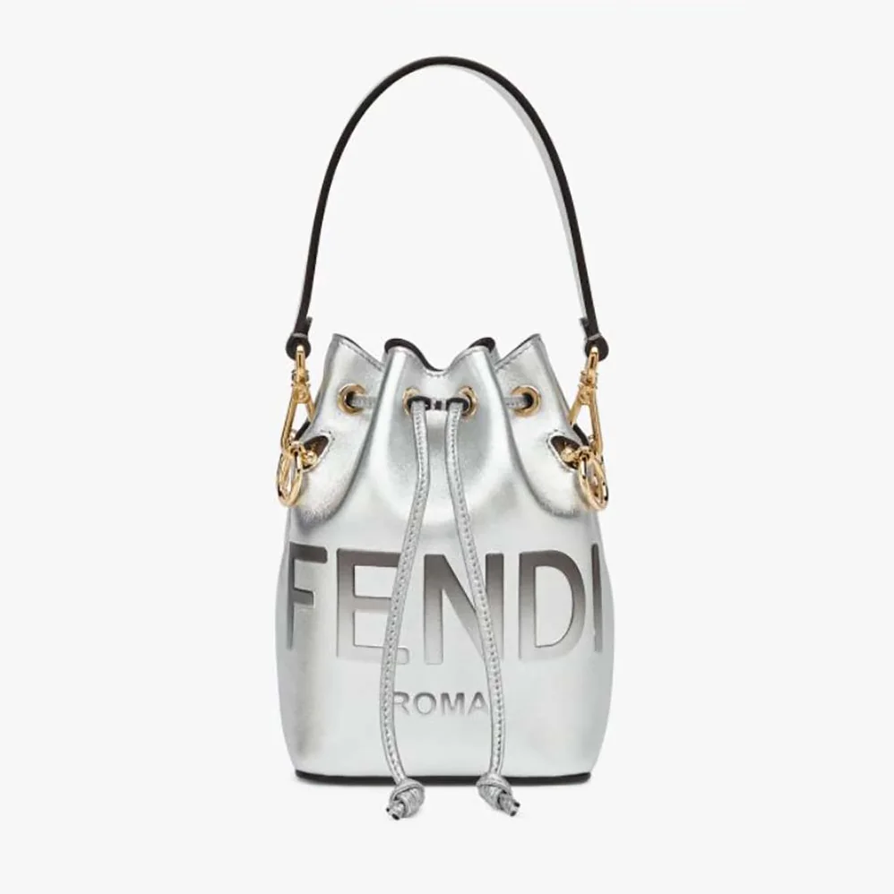 Fendi Mon Tresor Silver Laminated Leather Mini Bag for Women Fendi Mon Tresor Silver Laminated Leather Mini Bag for Women