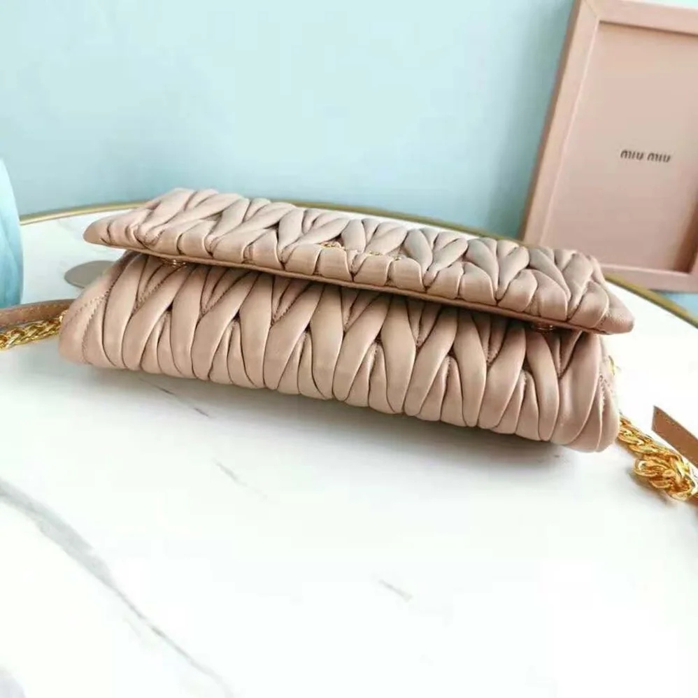 Miu Miu Matelasse Nappa Leather Shoulder Bag for Women in Pink Miu Miu Matelasse Nappa Leather Shoulder Bag for Women in Pink