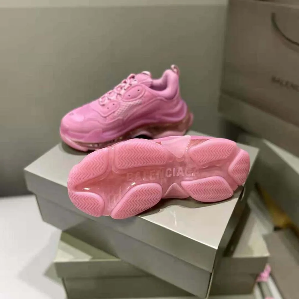 Balenciaga Triple S Clear Sole Sneaker in Light Pink Double Foam and Mesh for Women
