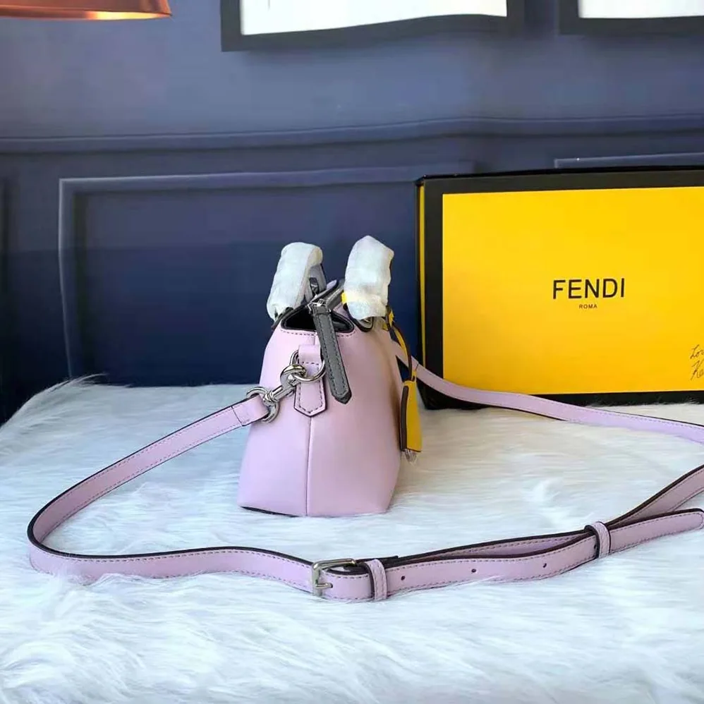 Fendi by the way Mini Multicolor Leather Boston Bag for Women in Pink