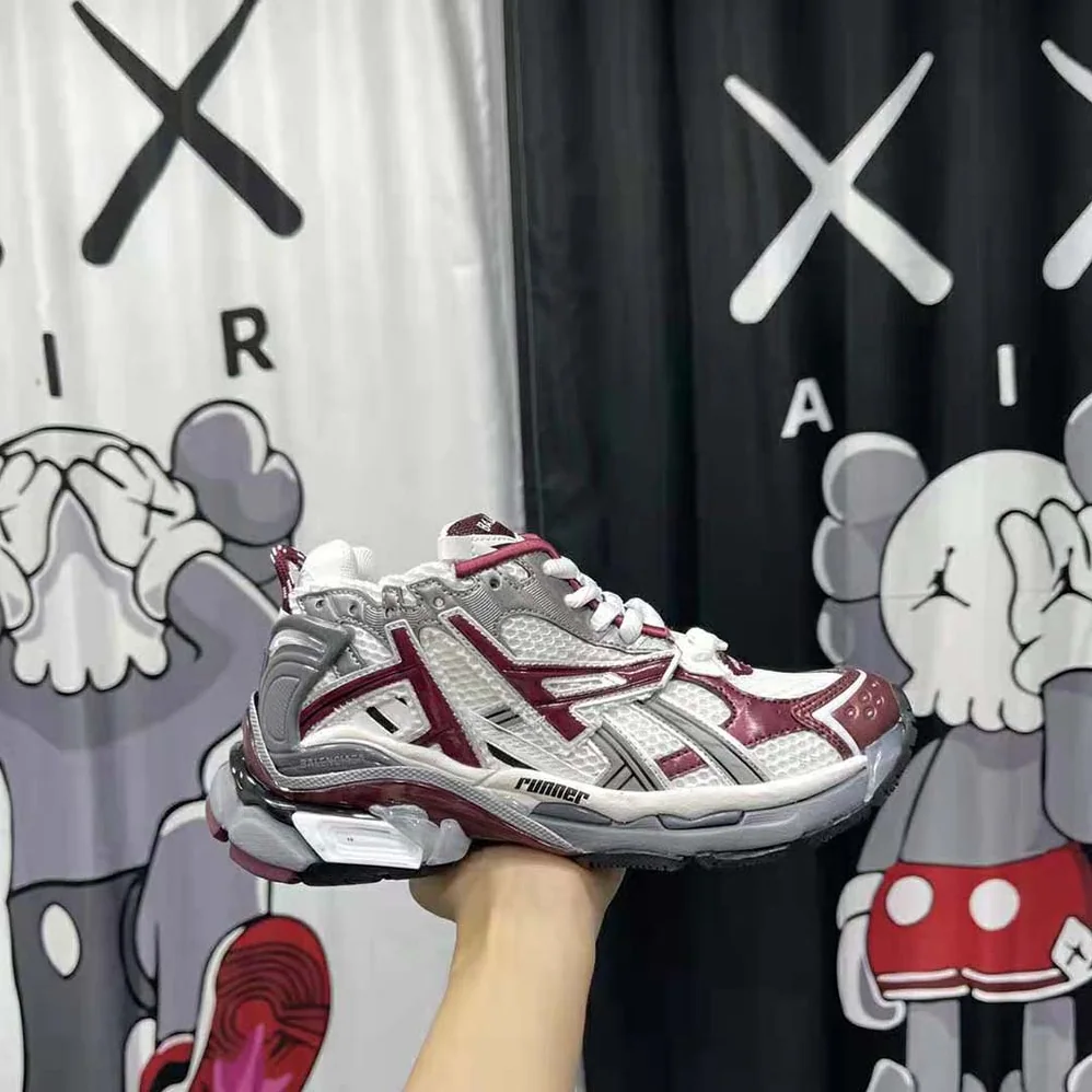 Balenciaga Runner Sneaker in Burgundy Mesh and Nylon for Women