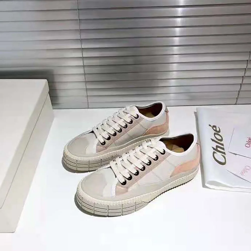 Chloe Clint Low-Top Sneaker in Nylon & Suede Calfskin for Women in Pink Chloe Clint Low-Top Sneaker in Nylon & Suede Calfskin for Women in Pink