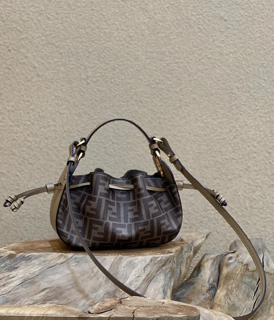 Fendi Pomodorino Brown FF Fabric Mini Bag For Woman / 8BS059AHWVF1GE3 Fendi Pomodorino Brown FF Fabric Mini Bag For Woman / 8BS059AHWVF1GE3