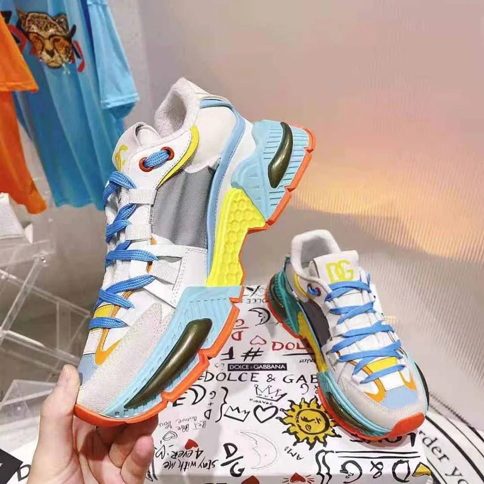 Dolce Gabbana D&G Mixed-Material Airmaster Sneakers for Unisex in Blue Dolce Gabbana D&G Mixed-Material Airmaster Sneakers for Unisex in Blue