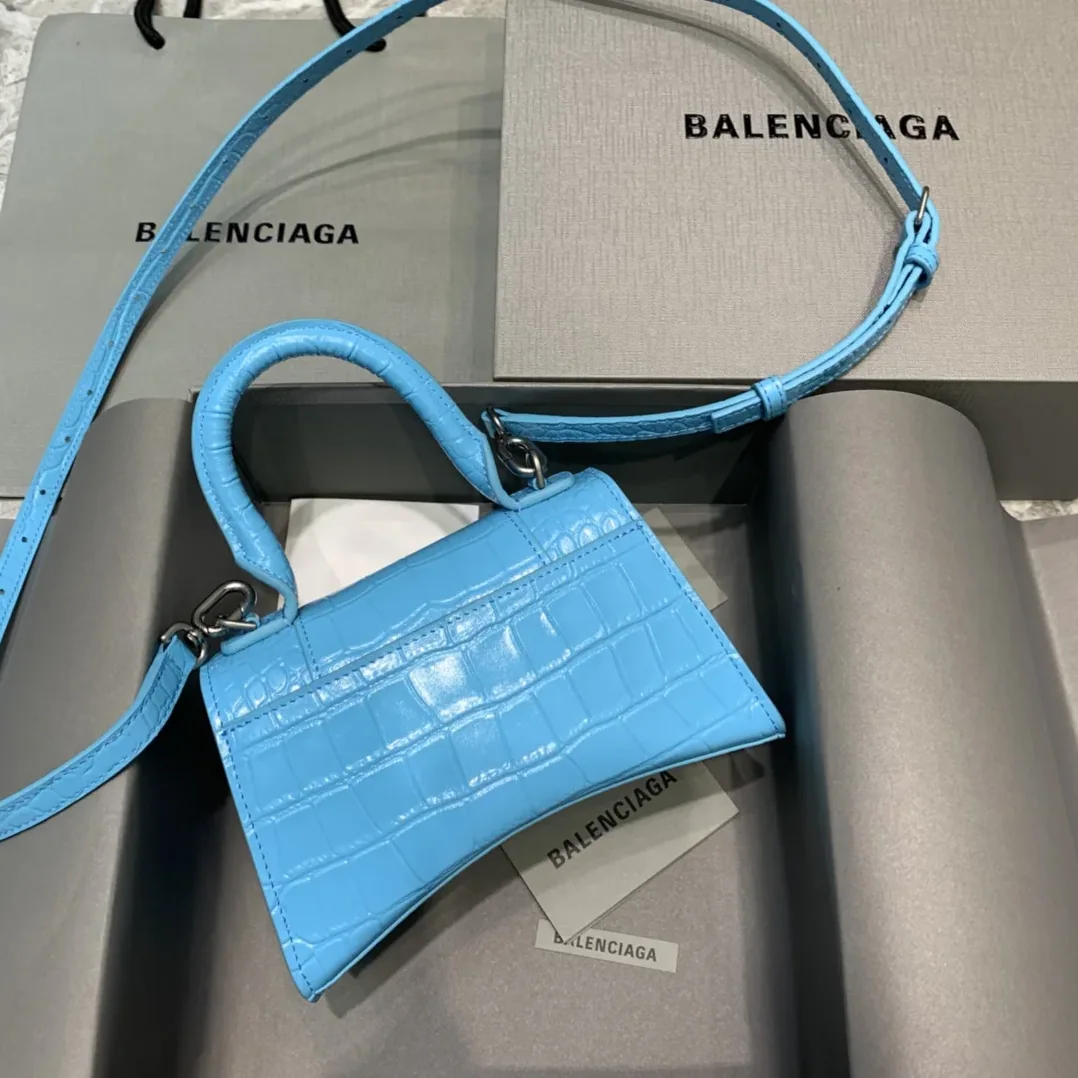 Balenciaga Hourglass Small Handbag In Blue Balenciaga Hourglass Small Handbag In Blue