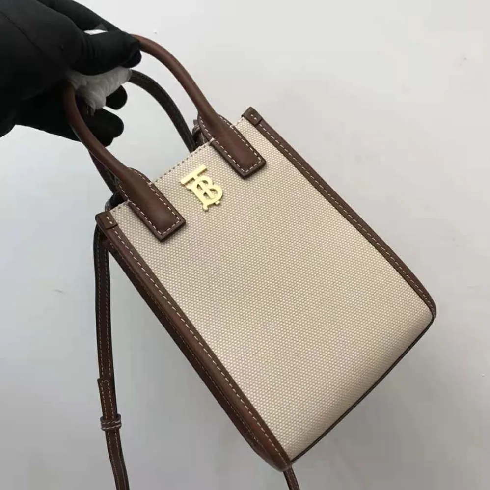 Burberry Micro Monogram Motif Canvas and Leather Tote for Women