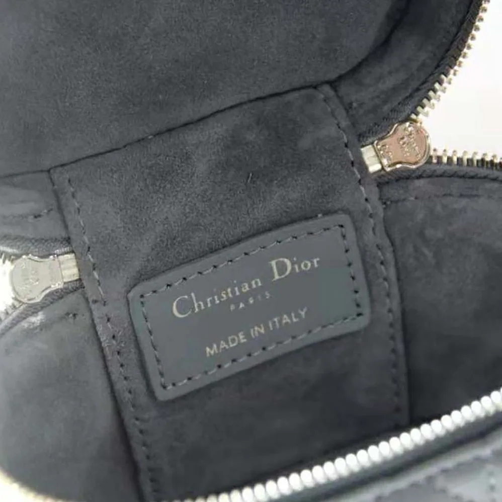 Dior Micro Lady Dior Vanity Case Cannage Lambskin for Women in Gray Dior Micro Lady Dior Vanity Case Cannage Lambskin for Women in Gray