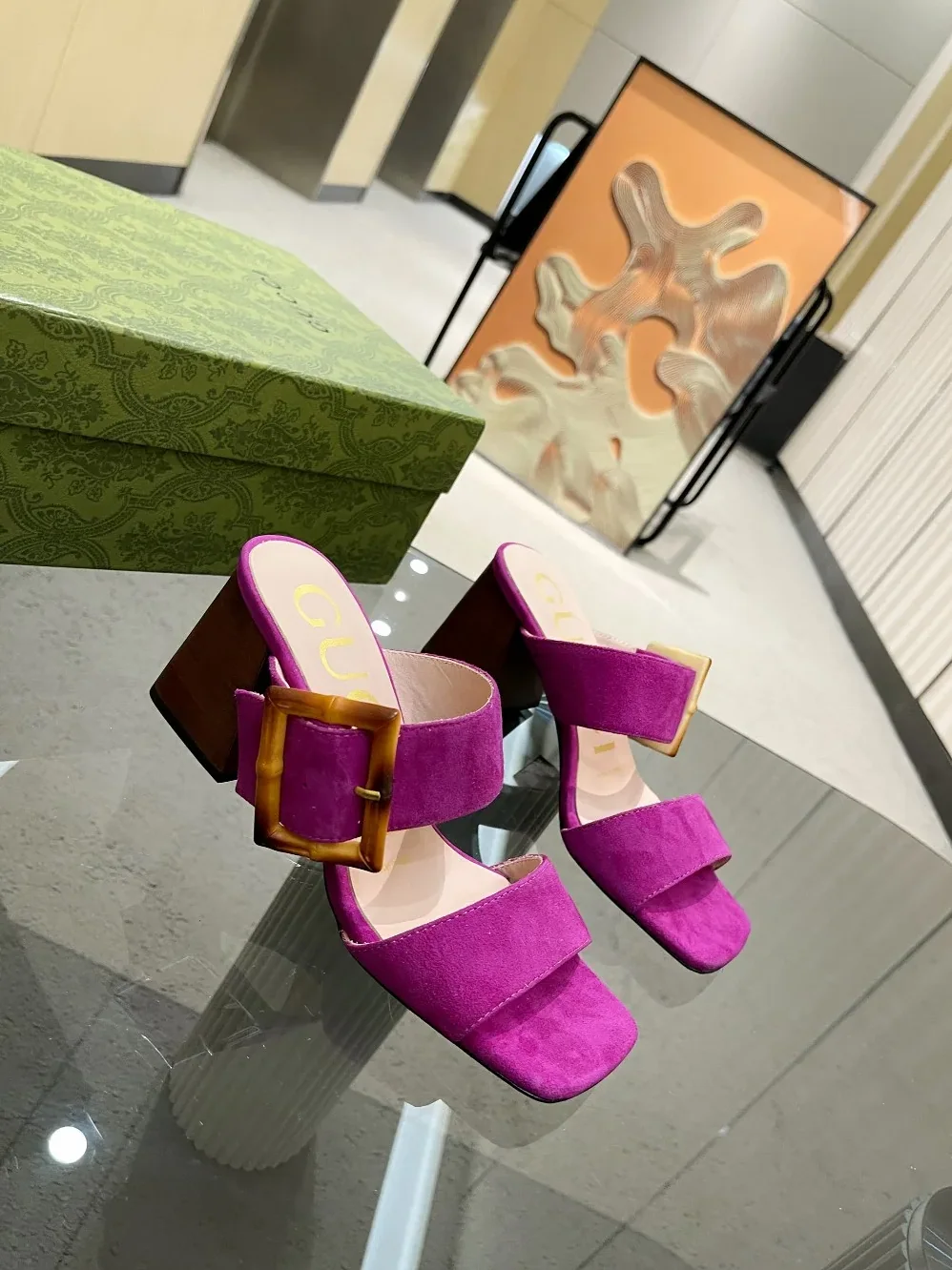 Gucci Sandal With Bamboo Buckle Purple for Women Gucci Sandal With Bamboo Buckle Purple for Women