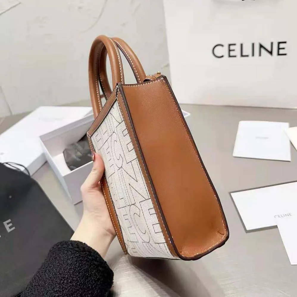 Celine Mini Vertical Cabas Celine in Textile with Celine All for Women in Over Print
