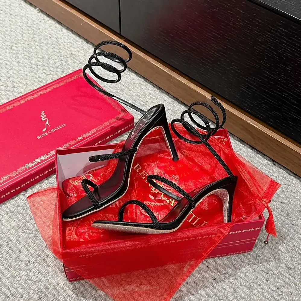 Rene Caovilla Cleo Black Sandal 80 for Women
