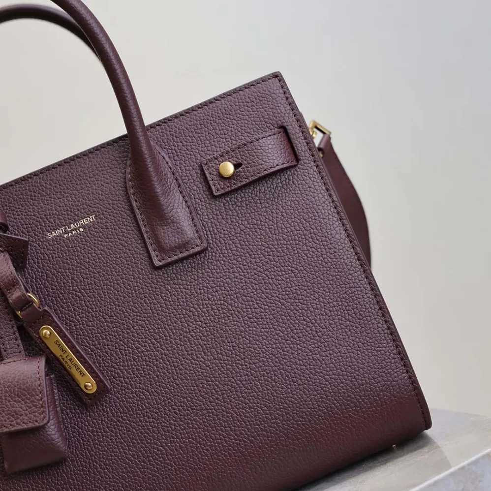 Saint Laurent YSL Nano Sac De Jour In Supple Grained Leather for Women in Maroon Saint Laurent YSL Nano Sac De Jour In Supple Grained Leather for Women in Maroon