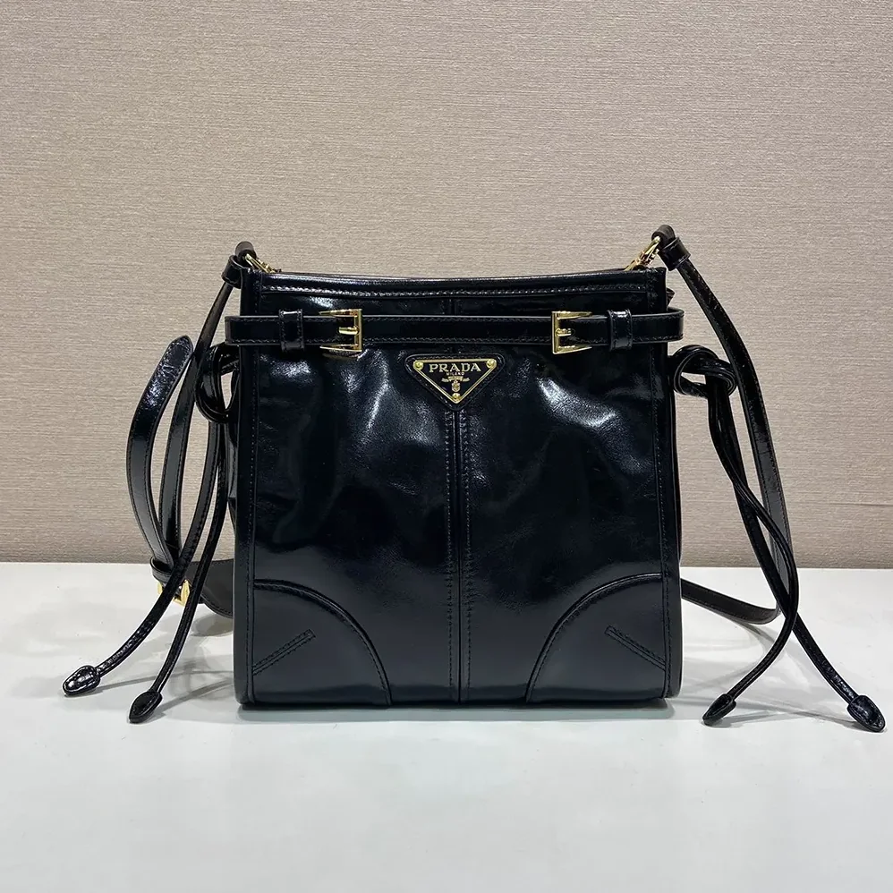 Prada Bonnie Leather Mini Shoulder Bag for Women in Black