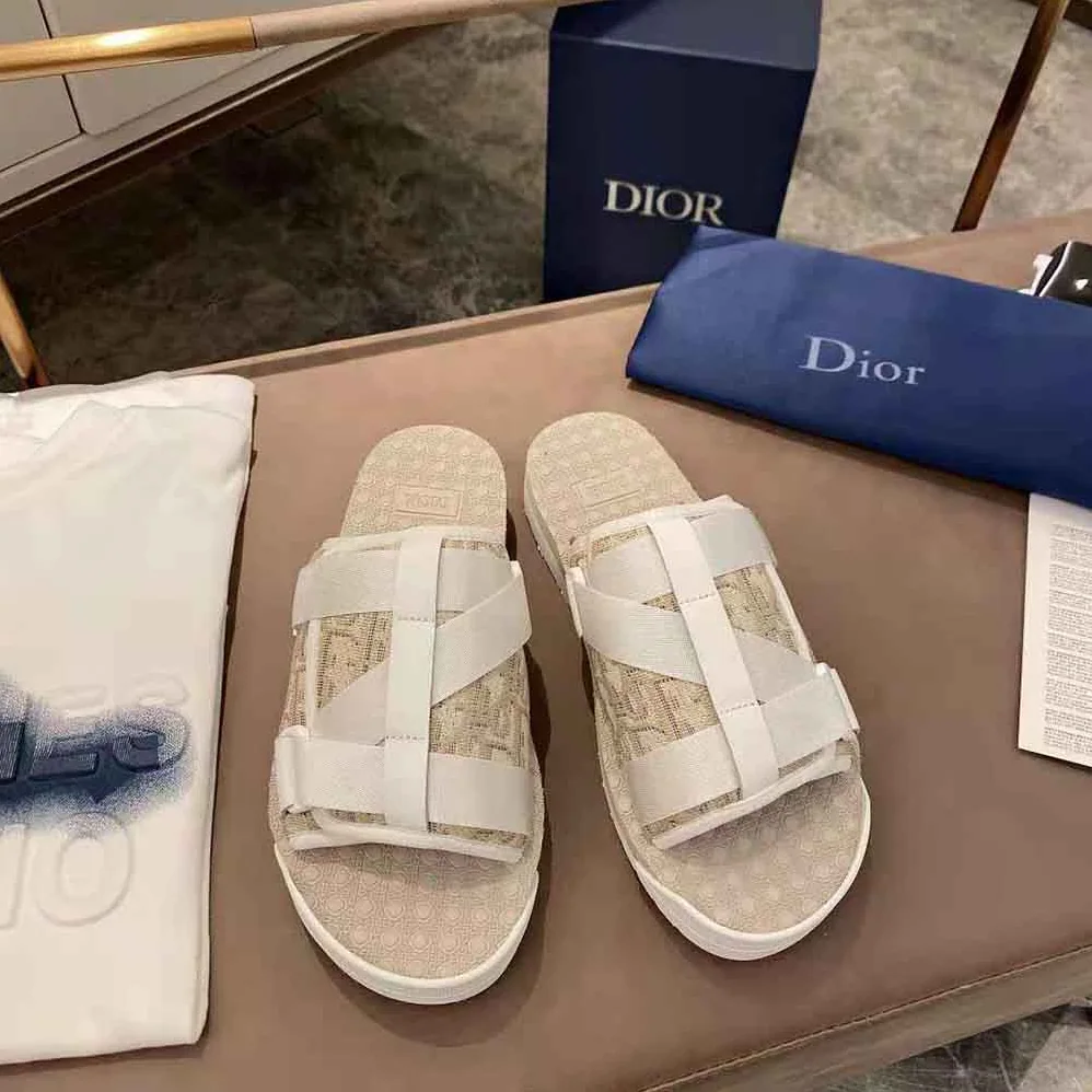 Dior Alpha Sandal Off for Women in White Dior Oblique Jacquard Dior Alpha Sandal Off for Women in White Dior Oblique Jacquard