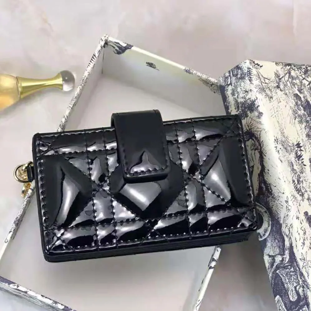 Dior Lady Dior 5-Gusset Card Holder Black Patent Cannage Calfskin for Women Dior Lady Dior 5-Gusset Card Holder Black Patent Cannage Calfskin for Women