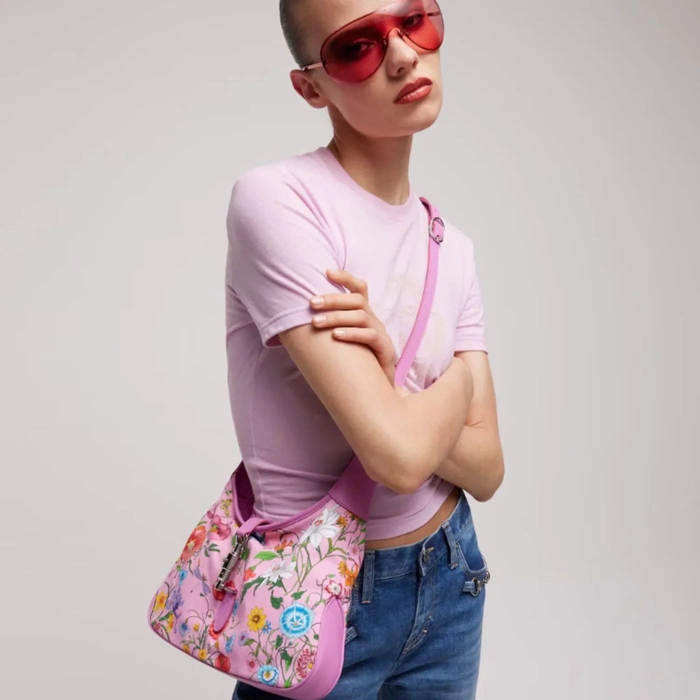 Gucci Jackie 1961 Medium Shoulder Bag in Pink/ Multicolor Gold Hardware Gucci Jackie 1961 Medium Shoulder Bag in Pink/ Multicolor Gold Hardware