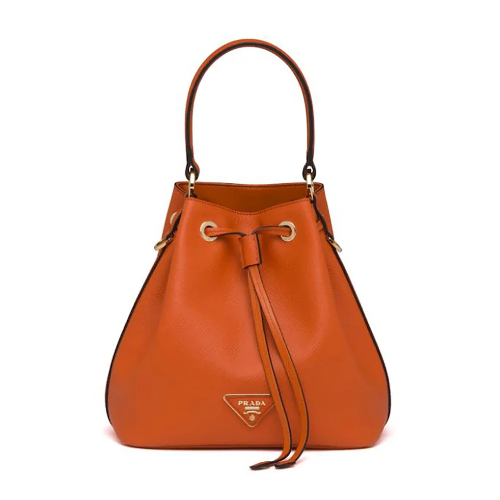 Prada Saffiano Leather Bucket Bag for Women in Orange Prada Saffiano Leather Bucket Bag for Women in Orange