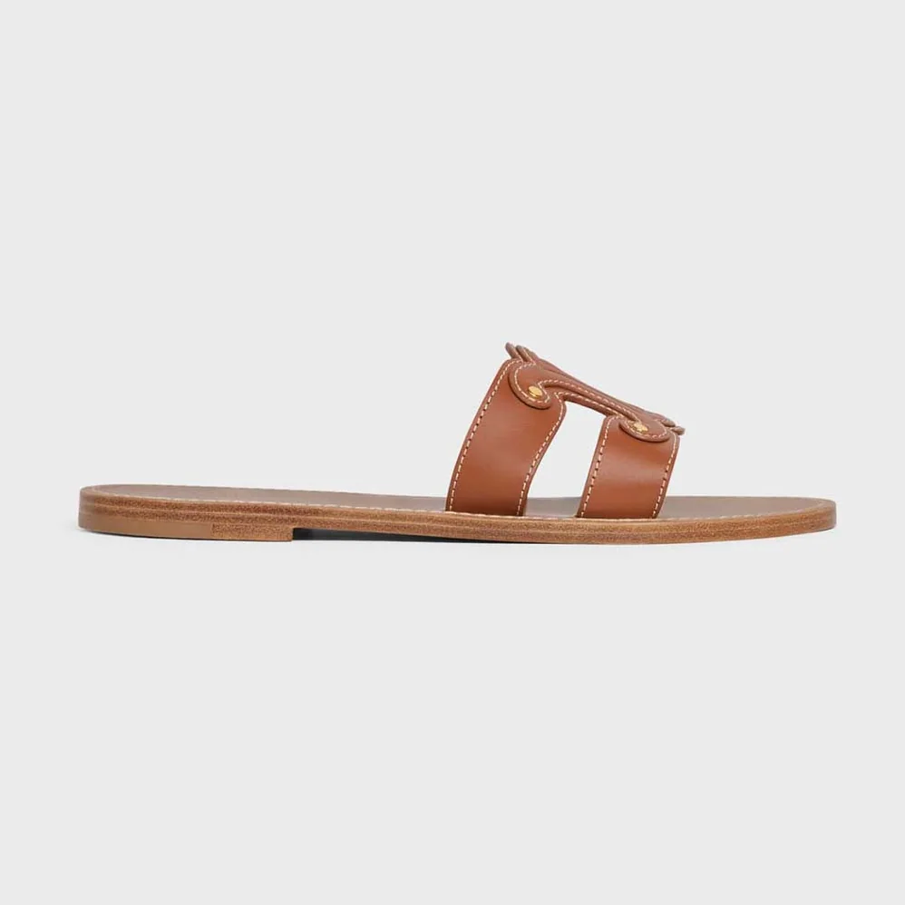 Celine Triomphe Mule in Calfskin for Women in Tan Celine Triomphe Mule in Calfskin for Women in Tan
