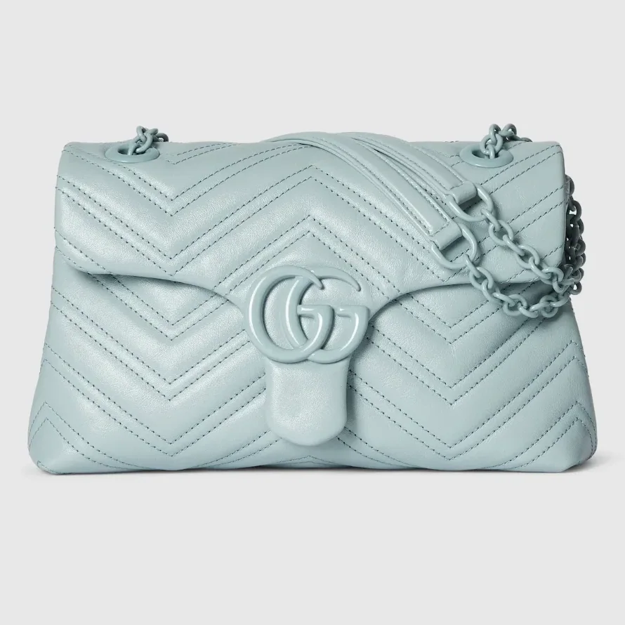 Gucci Marmont Small Shoulder Bag / Icy Blue Matelasse Light Blue Hardware