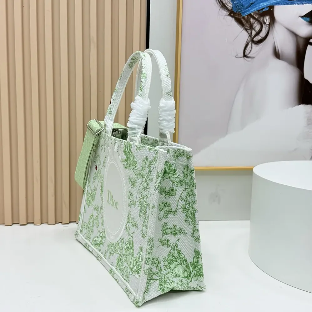 Dior Mini Dior Book Tote with Strap Green and White Toile de Jouy Clover for Women Dior Mini Dior Book Tote with Strap Green and White Toile de Jouy Clover for Women