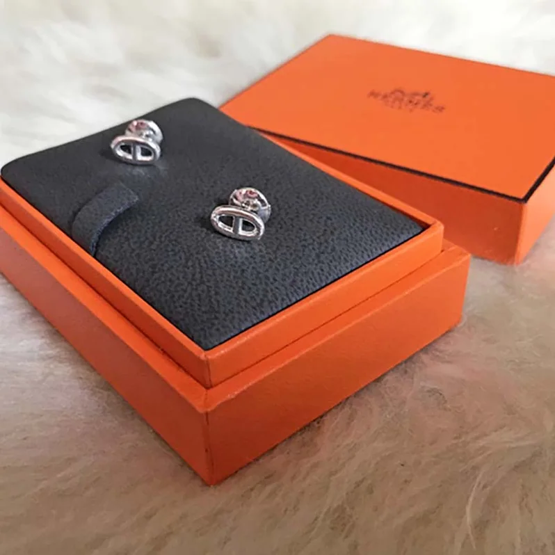 Hermes Chaine D'Ancre Earrings Very Small Model Jewelry Silver for Women