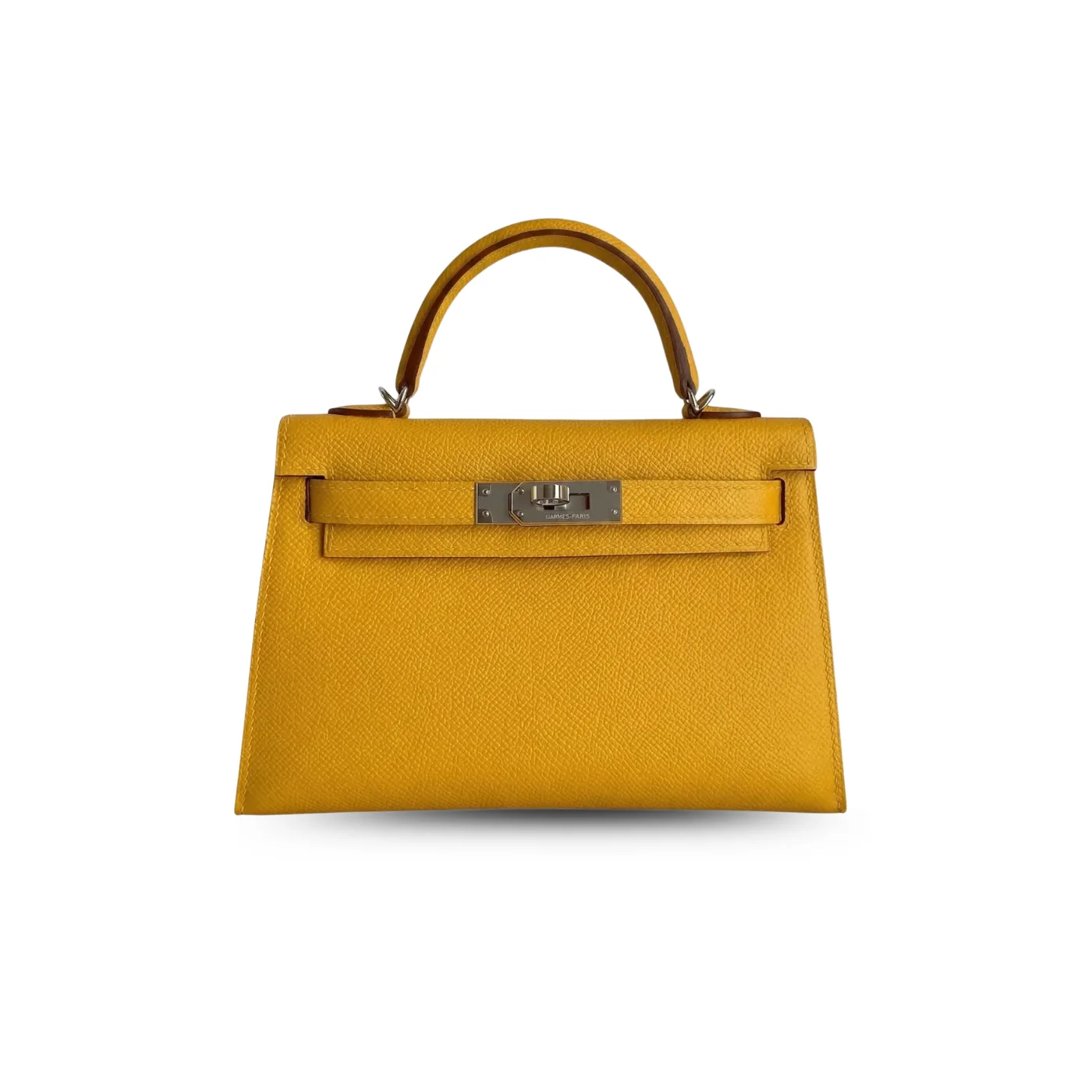 Hermes Kelly Mini Top Handle Bag in Yellow Epsom Palladium Hardware