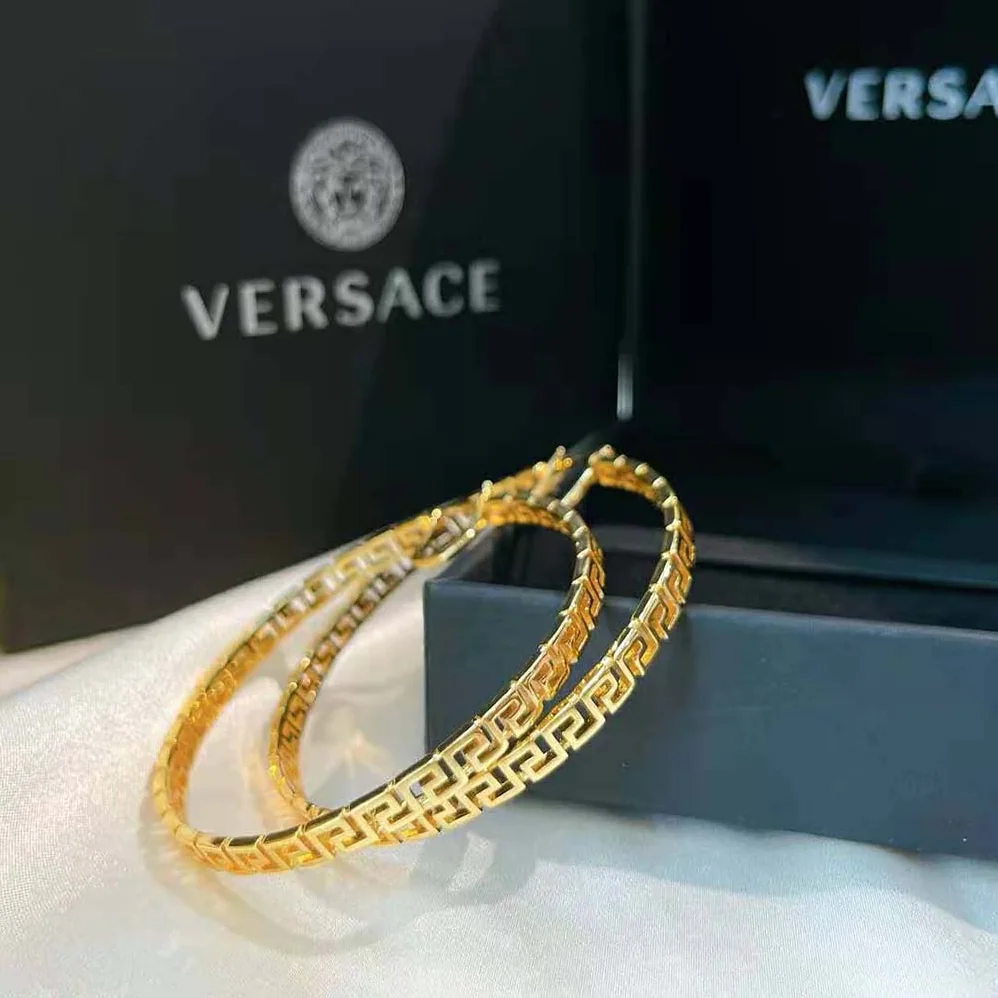 Versace Large Greca Hoop Earrings for Women in Gold