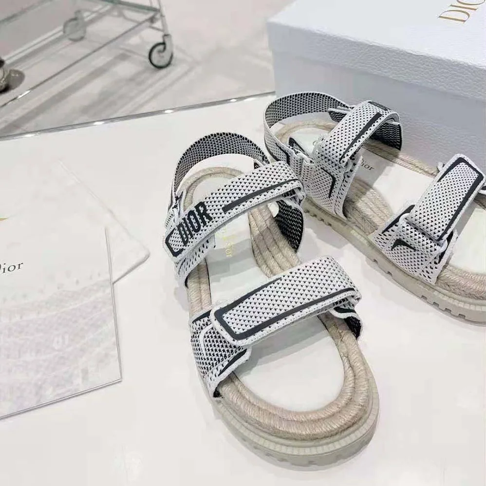 Dior Dioract Sandal White and Black Technical Mesh and Rubber for Women