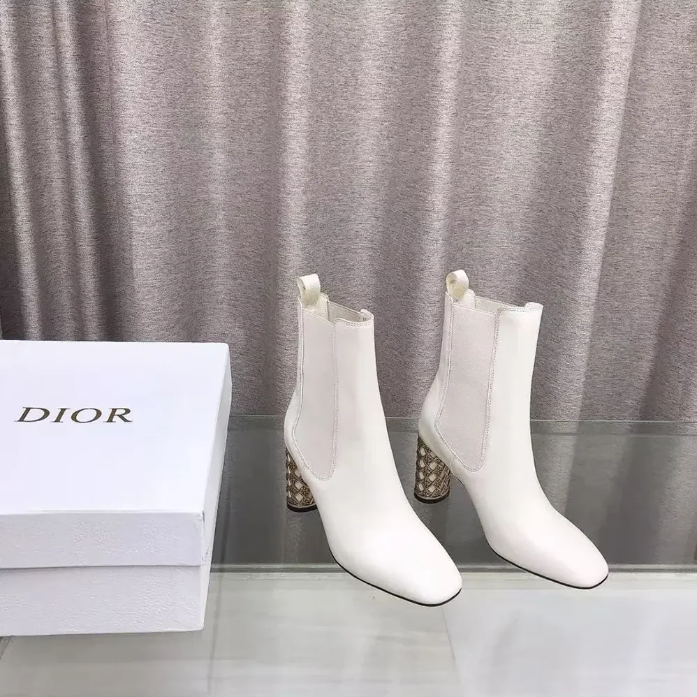 Dior Icon Heeled Ankle Boot White Calfskin for Women Dior Icon Heeled Ankle Boot White Calfskin for Women