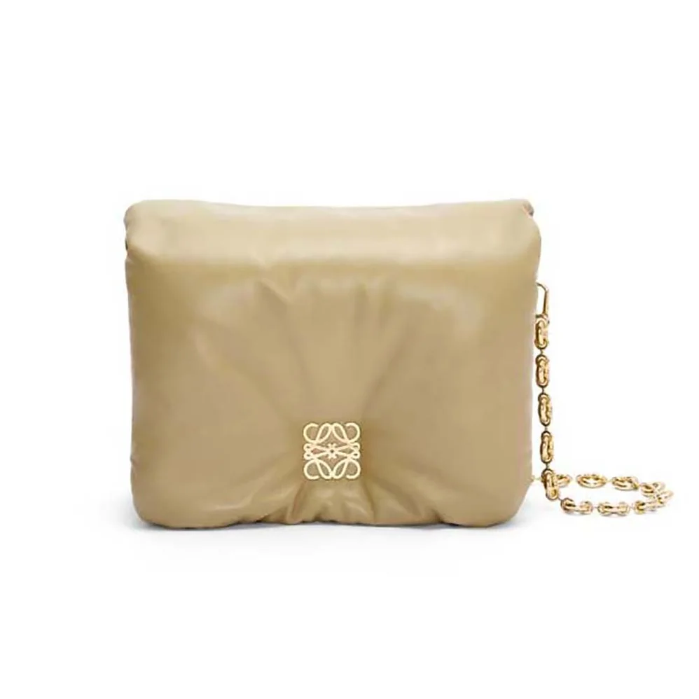 Loewe Puffer Goya Bag in Shiny Nappa Lambskin for Women in Clay Green Loewe Puffer Goya Bag in Shiny Nappa Lambskin for Women in Clay Green