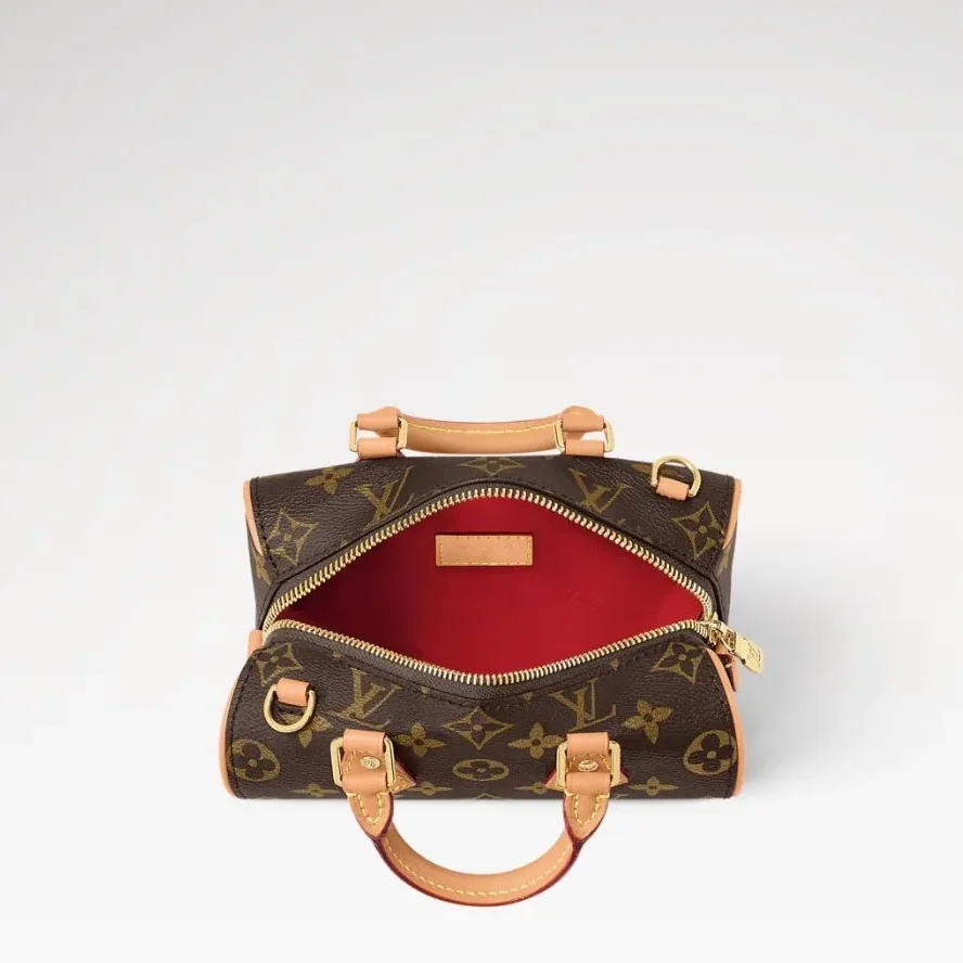 Louis Vuitton Nano Speedy Dating Top Handle Bag in Brown Gold Hardware
