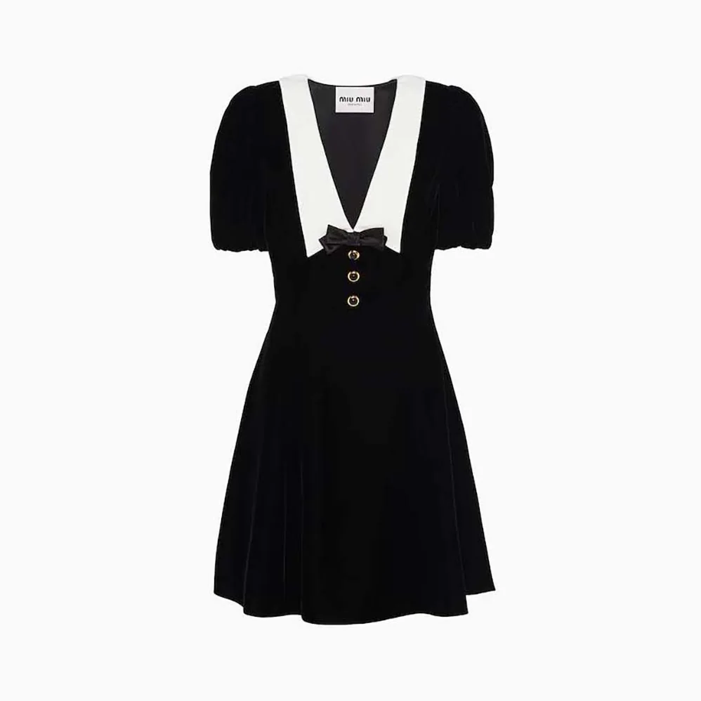 Miu Miu Velvet Mini Dress for Women in Black Miu Miu Velvet Mini Dress for Women in Black