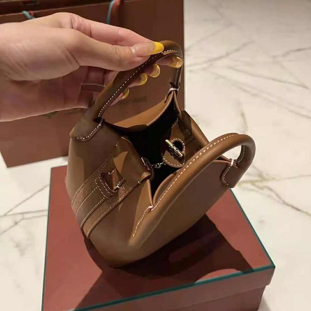 Loro Piana Micro Bale Bag in Calfskin Leather for Women in Brown Loro Piana Micro Bale Bag in Calfskin Leather for Women in Brown