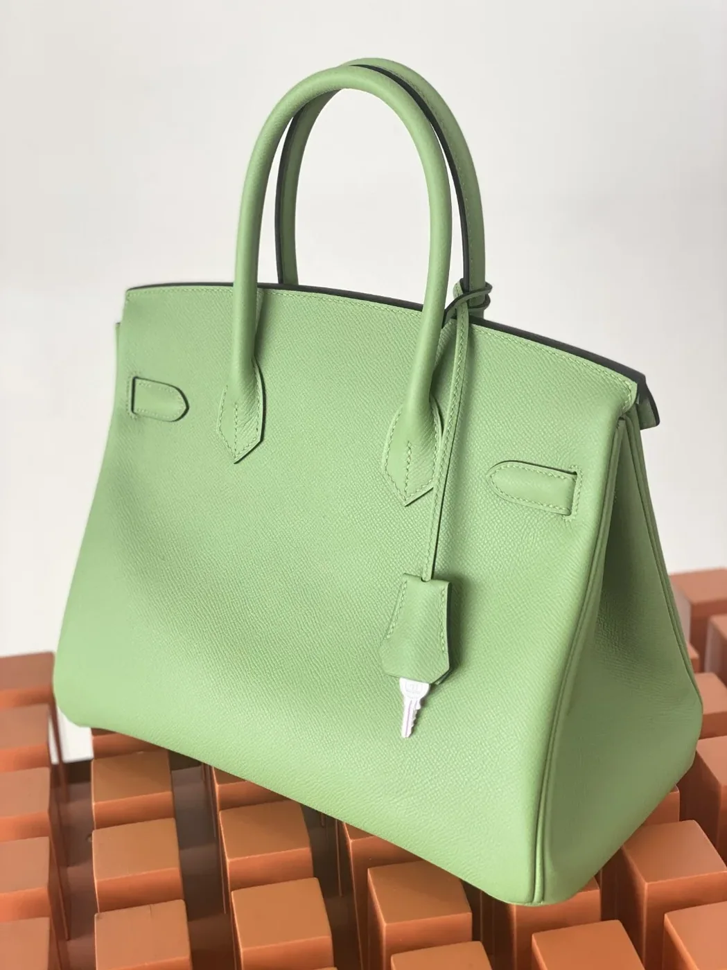 Hermes Birkin Nata Swift Green Silver Toned Hardware / Hermes Birkin Nata Swift Green Silver Toned Hardware /