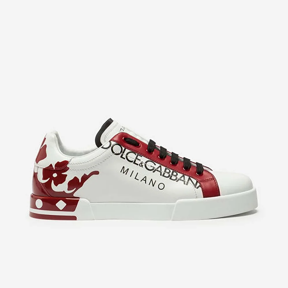 Dolce Gabbana D&G Shoes Portofino Sneakers in Printed Patent Calfskin for Men in Red Dolce Gabbana D&G Shoes Portofino Sneakers in Printed Patent Calfskin for Men in Red