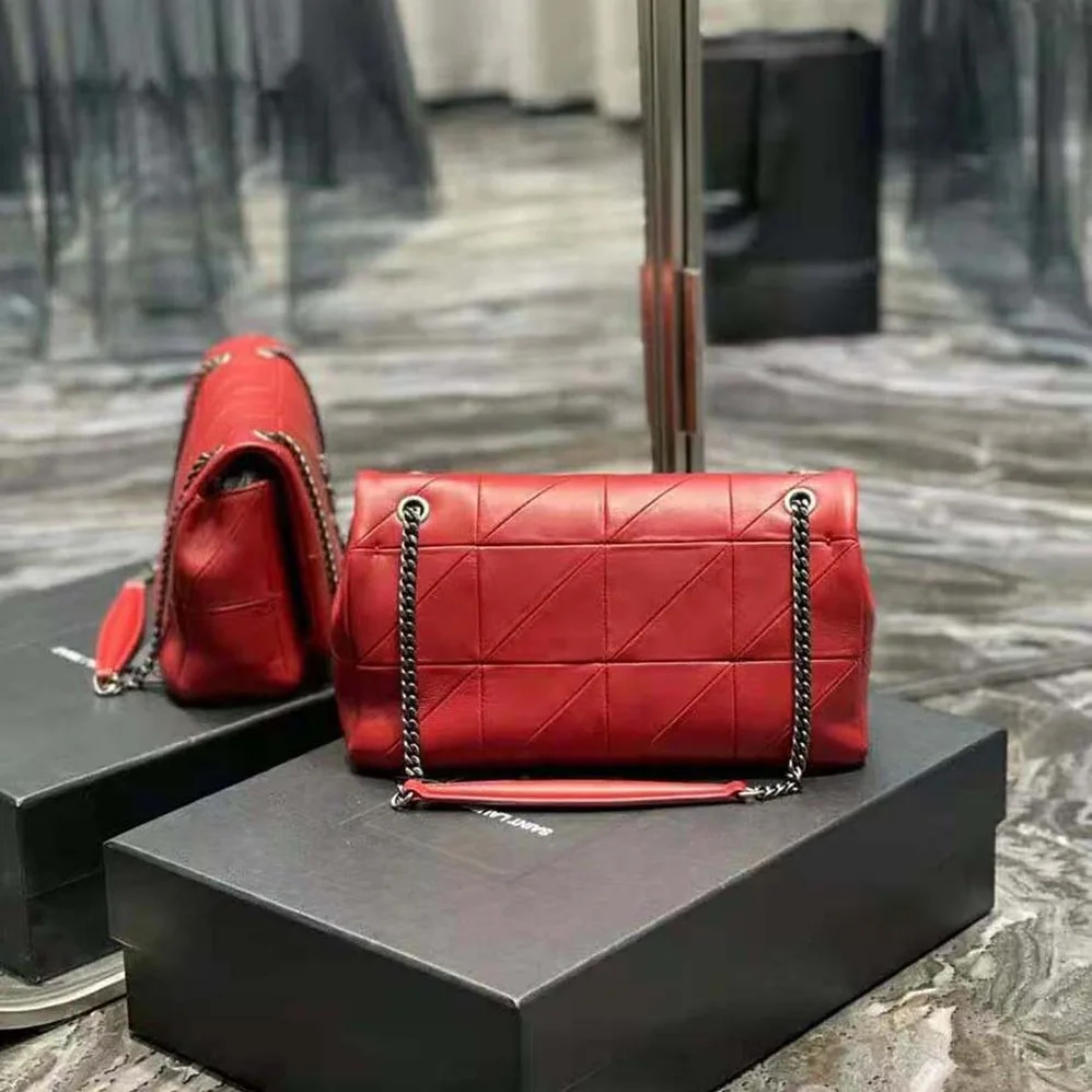 Saint Laurent YSL Jamie Medium Carre Reive Gauche in Lambskin for Women in Red