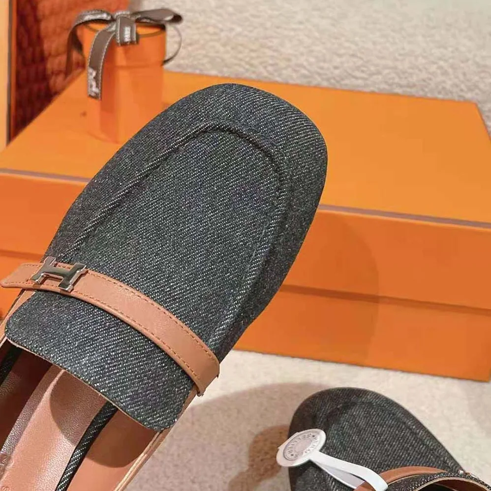 Hermes Infinie 50 Pump in Denim and Calfskin-H241047Z for Women Hermes Infinie 50 Pump in Denim and Calfskin-H241047Z for Women