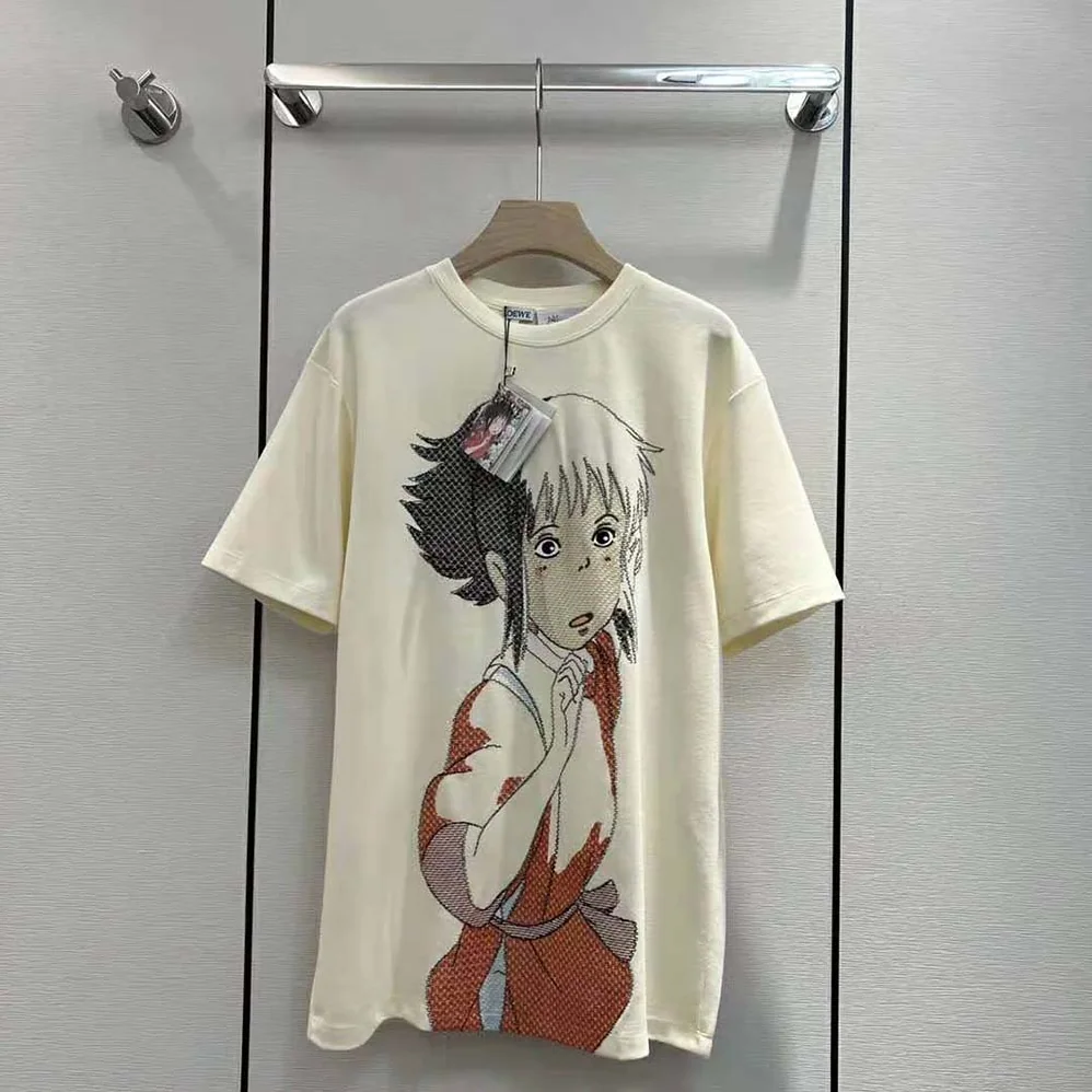 Loewe Chihiro Oversize Embroidered T-shirt in Hemp and Cotton for Women Loewe Chihiro Oversize Embroidered T-shirt in Hemp and Cotton for Women