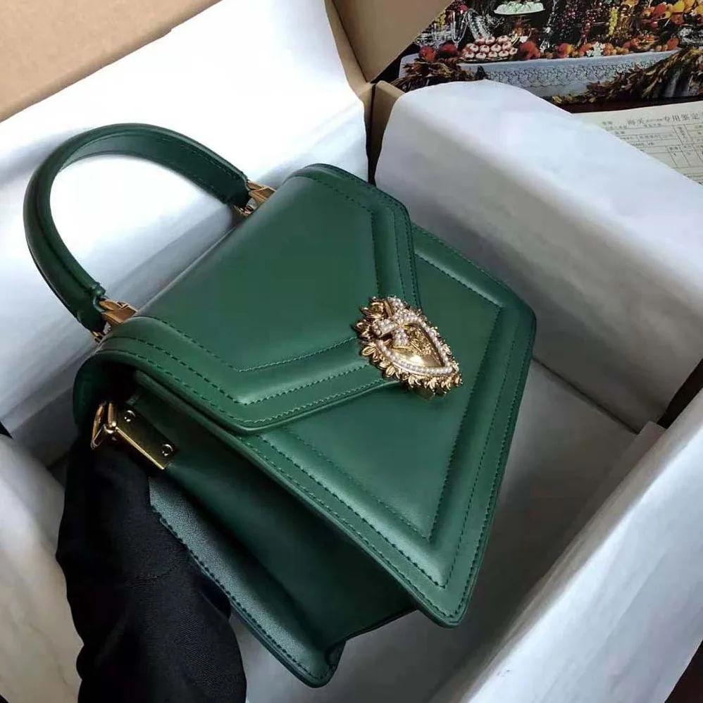 Dolce Gabbana D&G Small Smooth Calfskin Devotion Bag for Women in Green