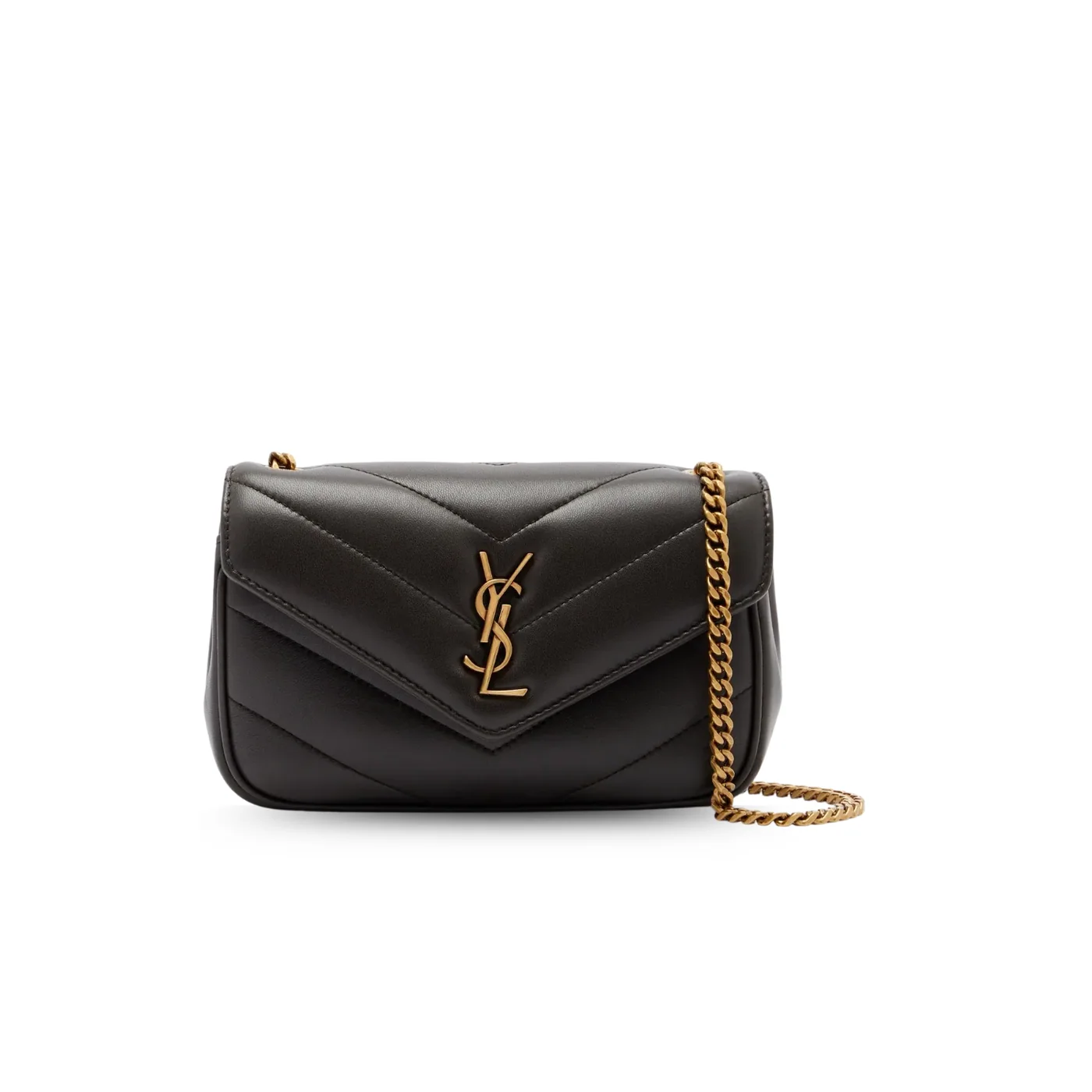 Saint Laurent Loulou Mini Shoulder Bag in Black Gold Hardware