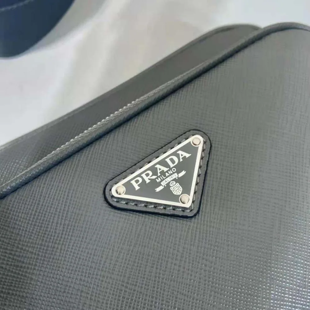 Prada Saffiano Leather Shoulder Bag for Men in Gray